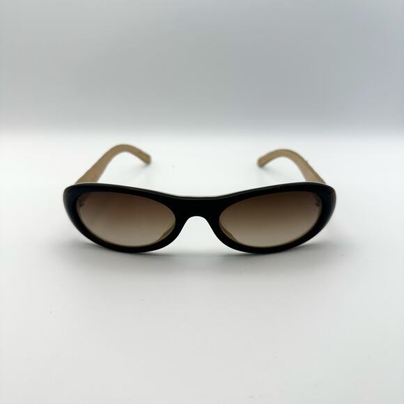 Chanel Leather Temple Beige Quilted Logo Y2K Oval Sunglasses 5129Q Color 71113 - Picture 2 of 11